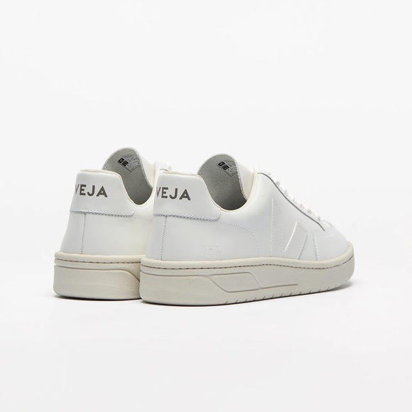 Veja // V-12 Leather White Sneakers - Picture 2 of 9
